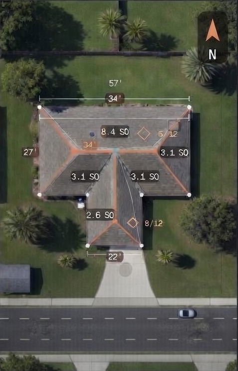 Aerial roof measurement — 1180 Cypress Bend